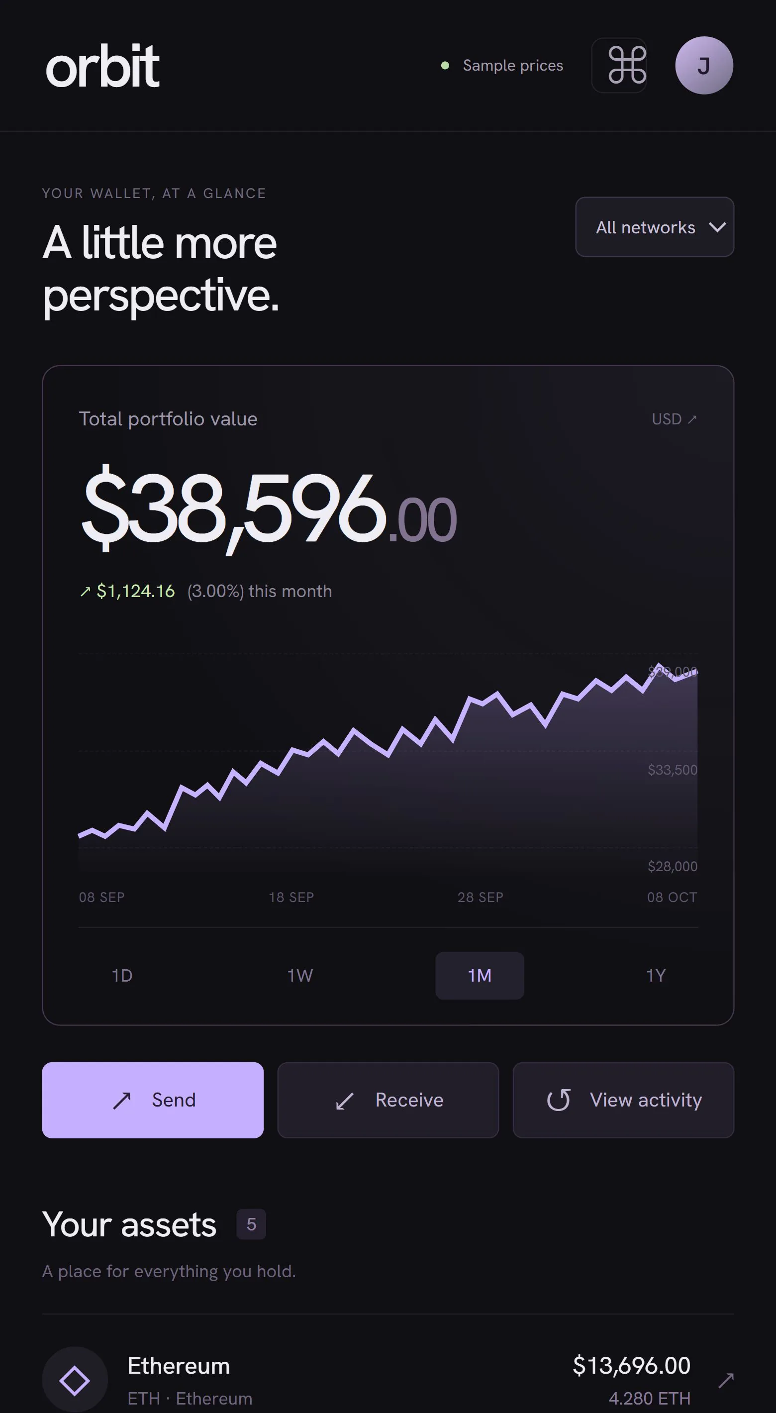 Orbit’s mobile portfolio and wallet interface